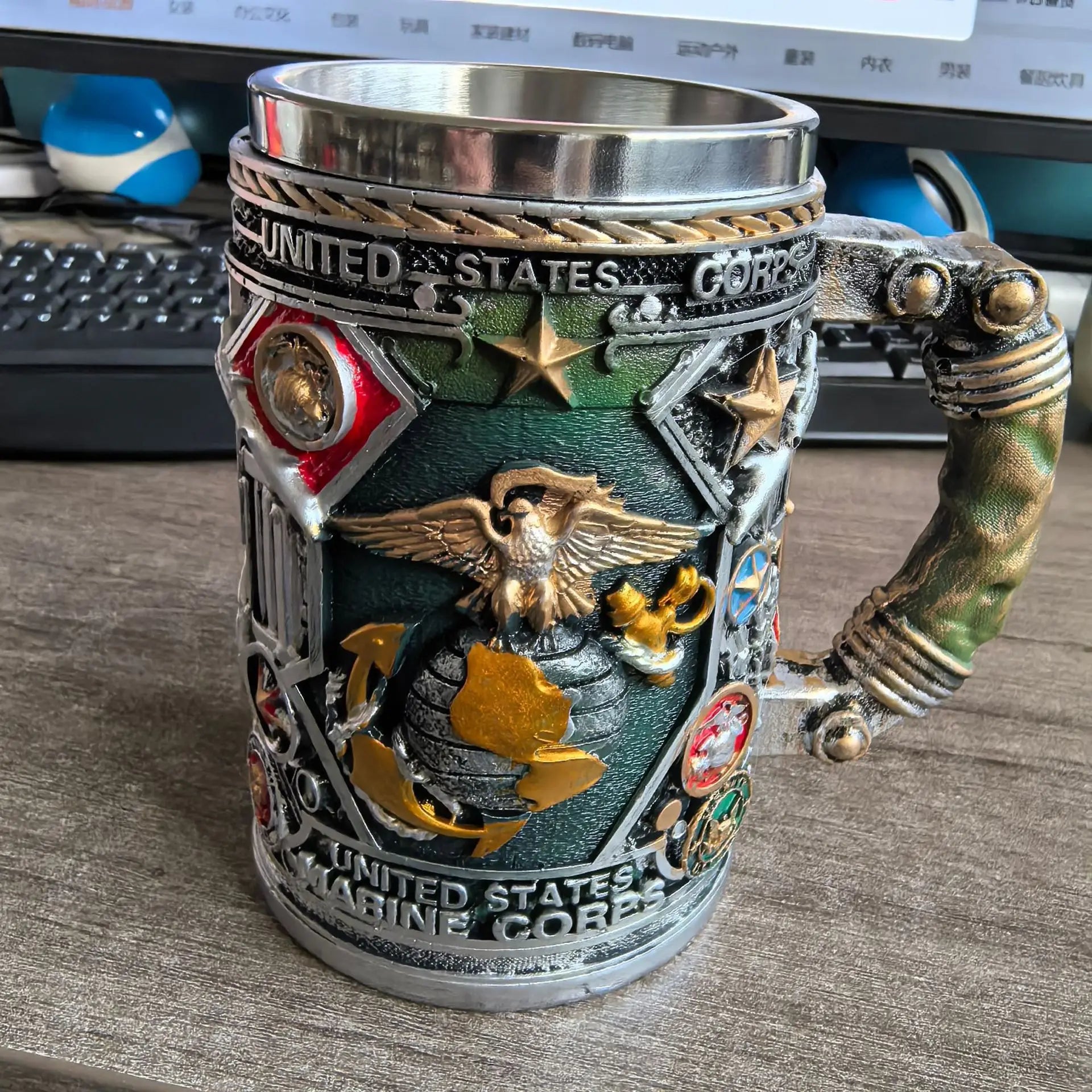 Mug Creative Resin Stainless Steel Water Cup Personalized Wine Glass Gift Decorative Ornament